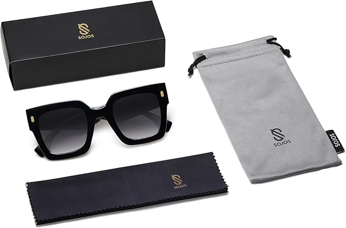 SOJOS Vintage Oversized Square Sunglasses for Women,Retro Womens Luxury Big Large Sun Glasses UV400 SJ2194
