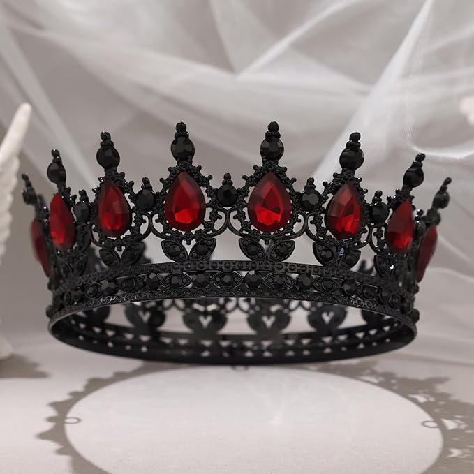 Black Crown for Women Crystal Tiara and Queen Crown for Girl Wedding Headband for Bride Hair Accessories for Costume Birthday Party Cake Decoration Prom
