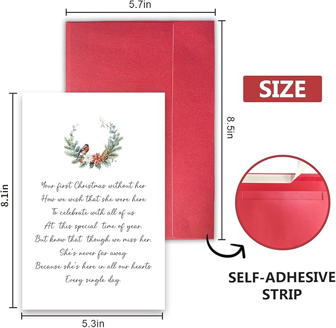 Christmas Holiday Sympathy Card, Lost Loved One Holiday Card, First Christmas Without Her, Xmas Gift for Someone Who Has Lost a Loved One