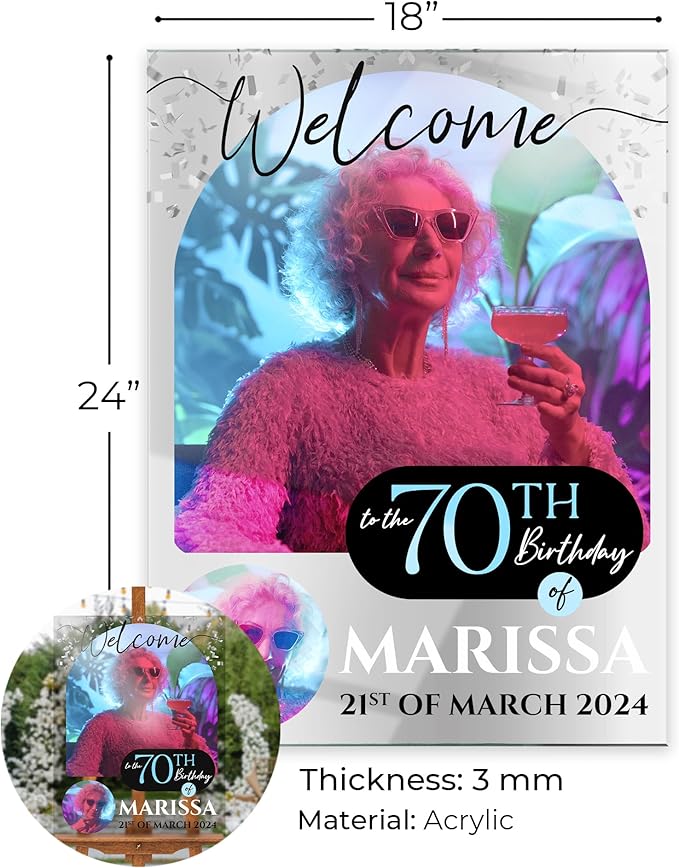 18"x24" Custom Welcome Sign for Party, Personalized Welcome Sign for Birthday Party, Custom Sign in Acrylic, Foam Board, or Coroplast Welcome Signs B (Design G)