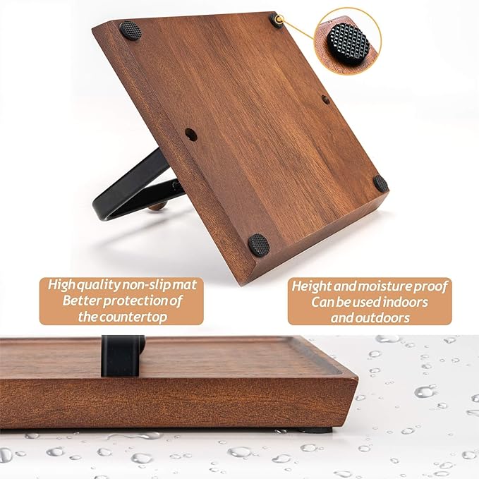 ALLCENER Wooden Napkin Holder for Table, Rustic Kitchen Decor for Counter, Cocktail Flat Napkin Holder with Weighted Arm and Handle for Kitchen, Hotel, Cafe, Bar