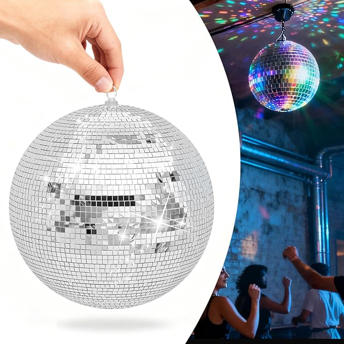 12/16/20inch Large Mirror Disco Ball - Hanging Big Disco Ball for Party Decorations, DJ Clubs, Weddings, Bars, Holiday Events, and Stage Decor (20 inch)