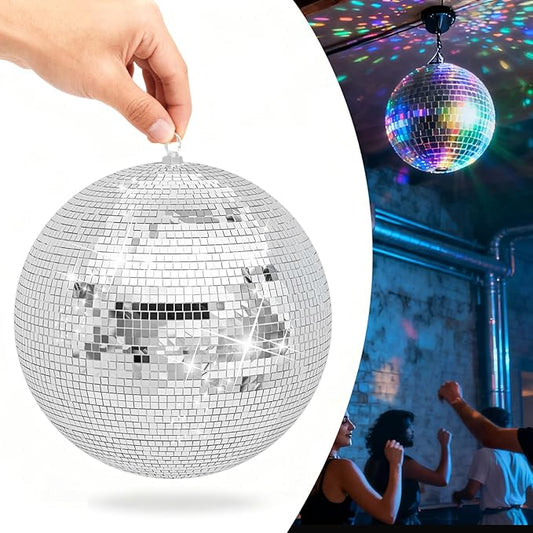 12/16/20inch Large Mirror Disco Ball - Hanging Big Disco Ball for Party Decorations, DJ Clubs, Weddings, Bars, Holiday Events, and Stage Decor (16Inch)