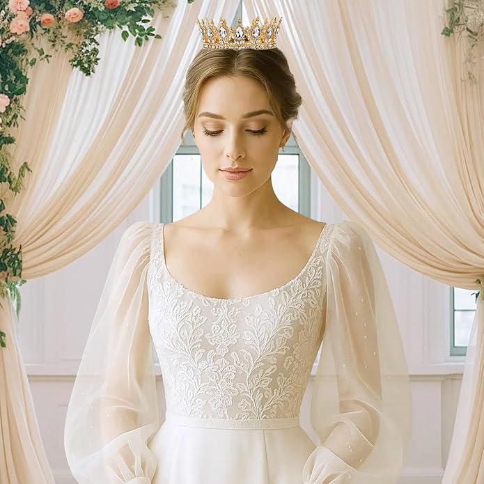 Gold Crown for Women, Crystal Queen Tiaras Headband Wedding Bridal Hair Accessories, Birthday Party Prom Cake Topper