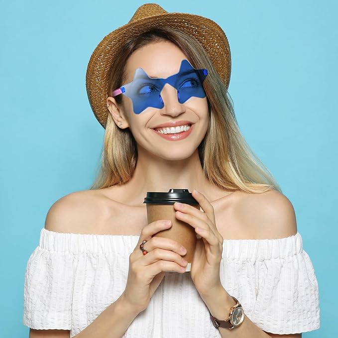 Morcheiong 10/20/30/40 Pack Star Sunglasses Colorful Rimless Sunglasses, Cool Pool Wedding Party Favor Pentagram Glasses