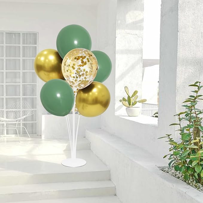 Green and Gold Balloon Stand Centerpiece Table Decorations for Birthday Woodland Baby Shower Party Decoration (Green gold set4)