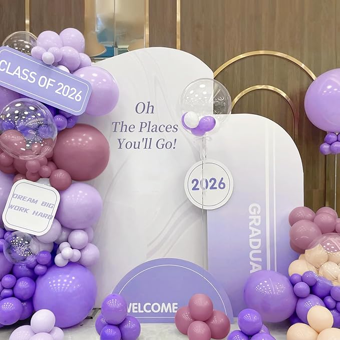 Dusty Purple Balloon Garland Kit, 166Pcs Pastel Lavender and Macaron Orange Balloons for Girls Women Princess Wedding Baby Shower Birthday Party Decorations Supplies