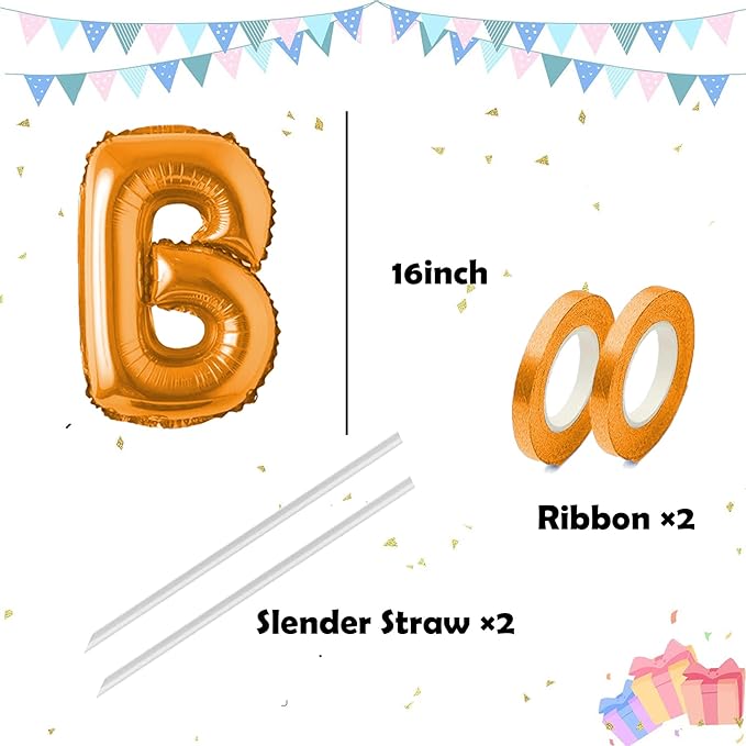 Letter Balloons 16 Inch Mylar Foil Alphabet Letter A-Z Balloons Set for Wedding Birthday Party Decoration Banner Custom Phrase 26 Pieces(orange)
