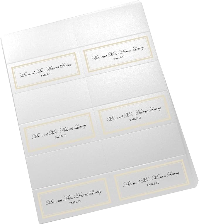 Double Line Border Printable Place Cards, Ivory (Choose Color), Set of 150 (25 Sheets), Laser & Inkjet Printers - Wedding, Party, Dinner, and Special Events - Made in the USA