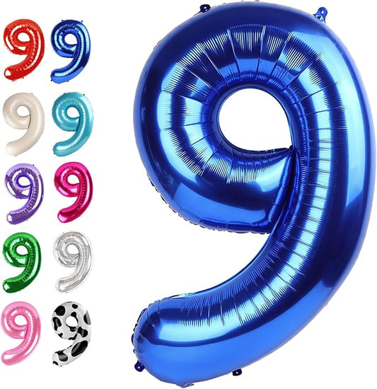 40 Inch Big Navy Blue 9 Balloon Number, Jumbo Giant Happy 9th 19 29 39 49 99 Birthday Party Decorations, Large Nine Mylar Foil Anniversary Birthday Party Engagement Decorations