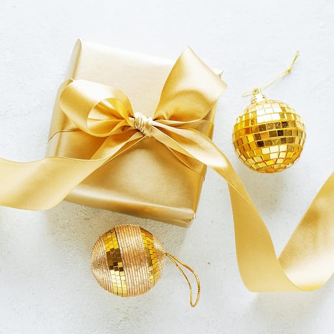 Gold Satin Ribbon, 1/4 inch x 50 Yards, Double Face Solid Color, Thick and Durable Ribbon Roll, 100% Polyester Ribbon for Gift Wrapping, Crafts, Hair and Multiple Decorations