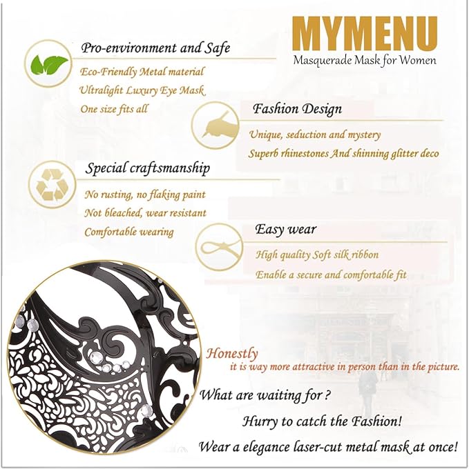 Couple Masquerade Mask for Women Men Laser Cut Metal Mask Venetian Mask for Party Ball