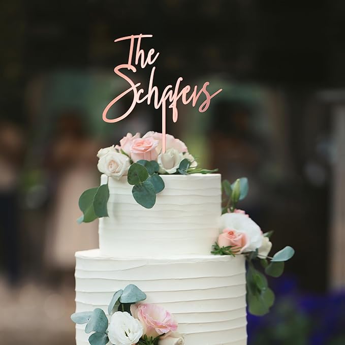 Wedding Cake Topper Custom Bride Groom Last Name Personalized Cake Decoration Anniversary Engagement Cake Topper in Acrylic D2 (Stadella)