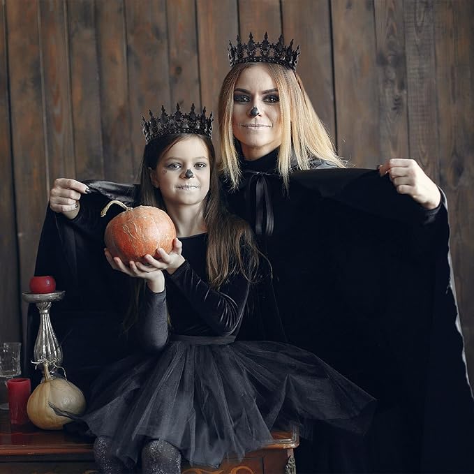 Black Queen Crown for Women Crystal Tiara for Girl Rhinestone Wedding Headband for Bride Hair Accessories for Costume Birthday Party Prom Gifts