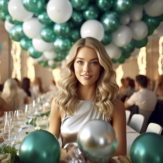 130PCS Metallic Green Balloons, Latex Balloons Different Sizes 18/12/10/5 In, Helium Balloons with Ribbon, Party Balloon for Birthday Wedding Graduation Anniversary Baby Shower Decoration