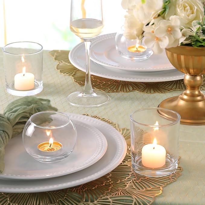Volens 30pcs Assorted Clear Votive Candle Holders Bulk, Large Wedding Centerpieces for Tables, Glass Votive & Tealight Candle Holders for Party Decorations and Home Decor