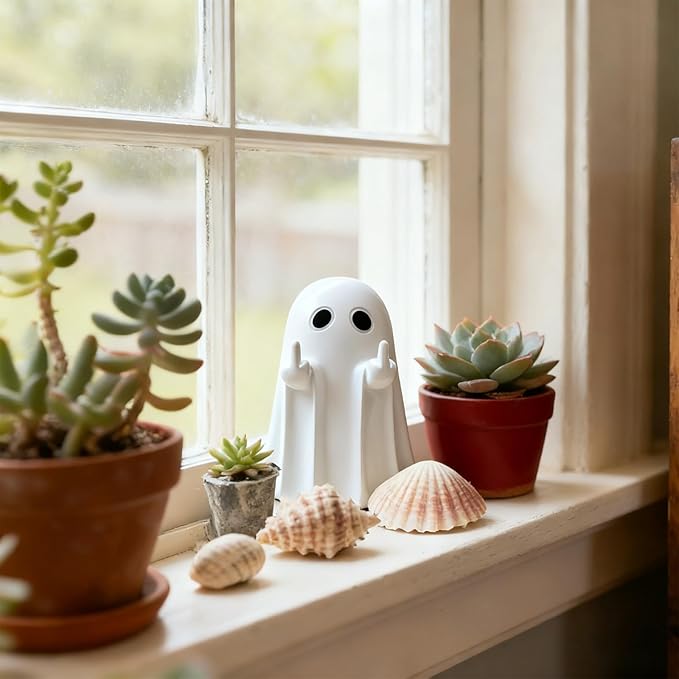 Halloween Ghost Figurine, Spooky Statue, Cute Resin Ghost, Halloween Shelf Decor, Home, Party and Coffee Table Decor