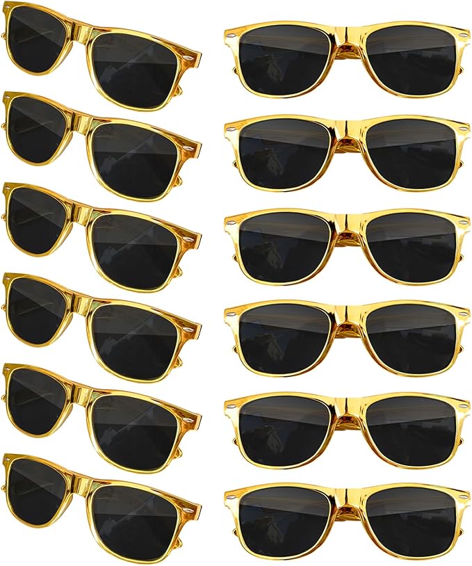 12 Pack Neon Colors Sunglasses Classic Retro Party Favors Sunglasses for Unisex Adult