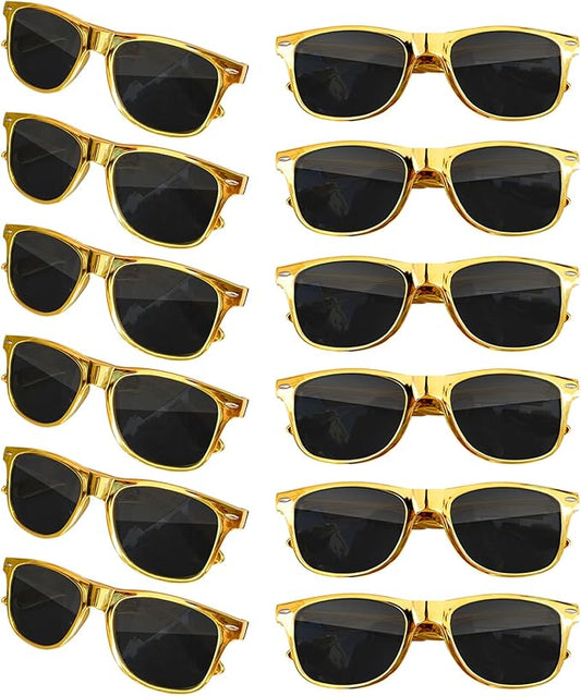 12 Pack Neon Colors Sunglasses Classic Retro Party Favors Sunglasses for Unisex Adult