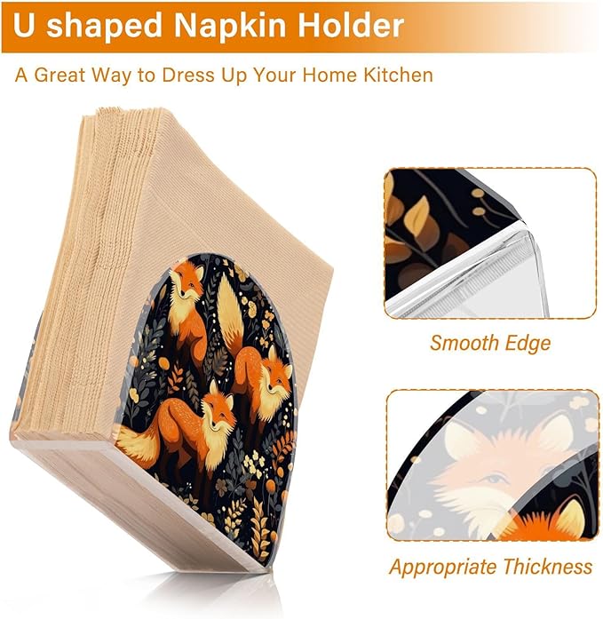 Napkin Holder, Cartoon Foxes Napkin Holder for Table Standing Napkin Holders for Table, Kitchen & Dining Room Decor