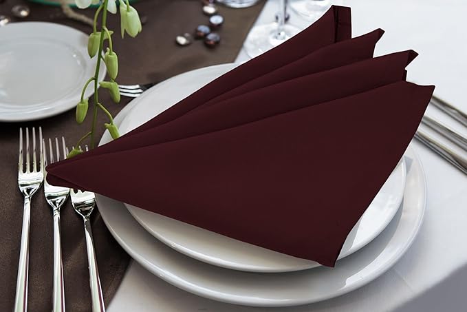 Utopia Home [24 Pack, Burgundy] Cloth Napkins 17x17 Inches, 100% Polyester Dinner Napkins with Hemmed Edges, Washable Napkins Ideal for Parties, Weddings and Dinners