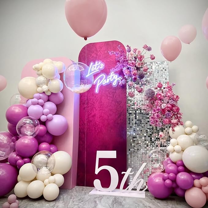 Red Pink Purple White Balloon Arch Kit, 166Pcs Dusty Pink Balloons Garland for Girl Women Wedding Engagement Anniversary Birthday Bridal Baby Shower Party Decorations
