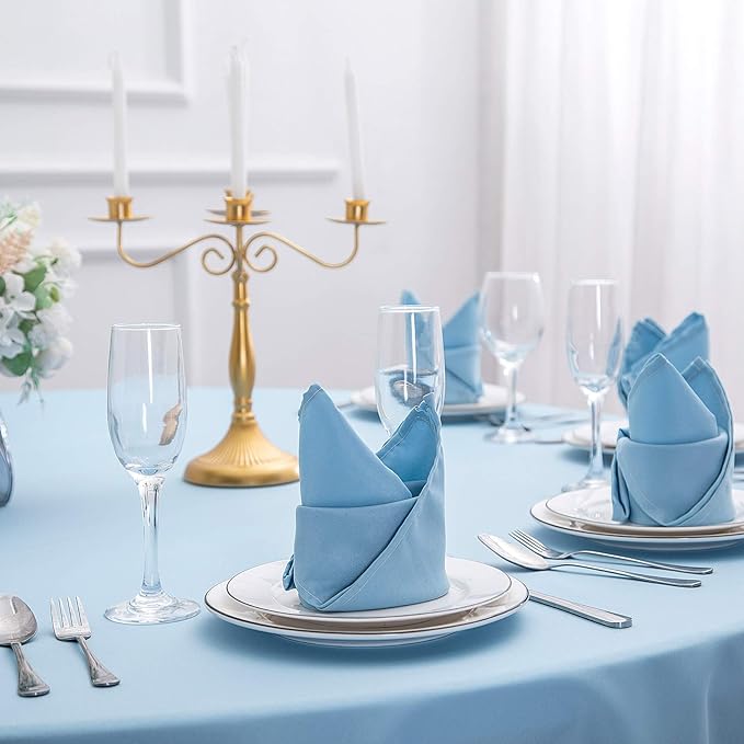 Cloth Napkins 17x17 inch Washable Polyester Dinner Napkins Soft Table Napkins for Wedding Party Dining Banquet(Blue Mist,25PCS)