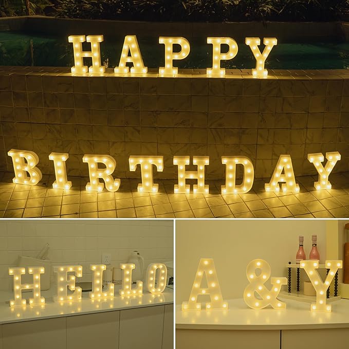 Foaky Rechargeable LED Letter Lights Sign Marquee Light Up Letters Sign for Night Light Wedding/Birthday Party Christmas Lamp Home Bar Decoration (Z)
