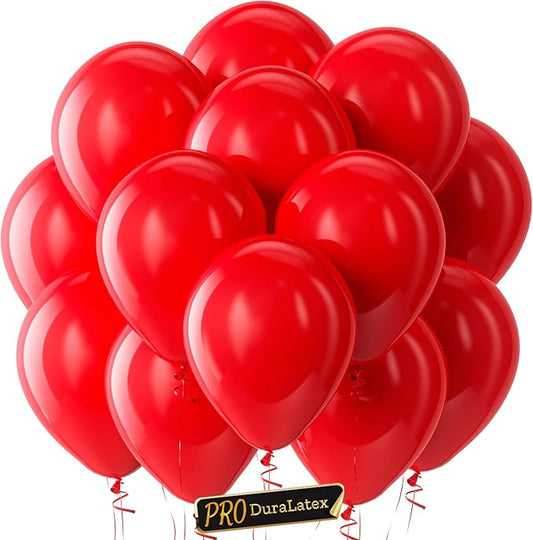 Bezente Pro Duralatex Red Balloons - 3.2g Premium 100 Pack 12 inch Red Balloons for Long-Lasting Professional Party Decorations, Large Wedding Anniversary Birthday Valentine’s Day