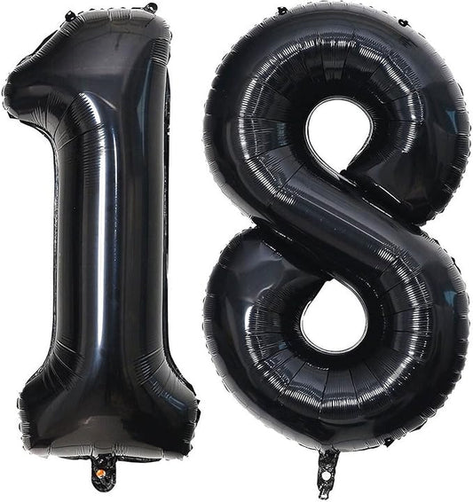 40 Inch Black 18 Number Balloons Giant 18 Balloons Black Birthday Balloons 18th Birthday Anniversary Events Party Decorations Supplies