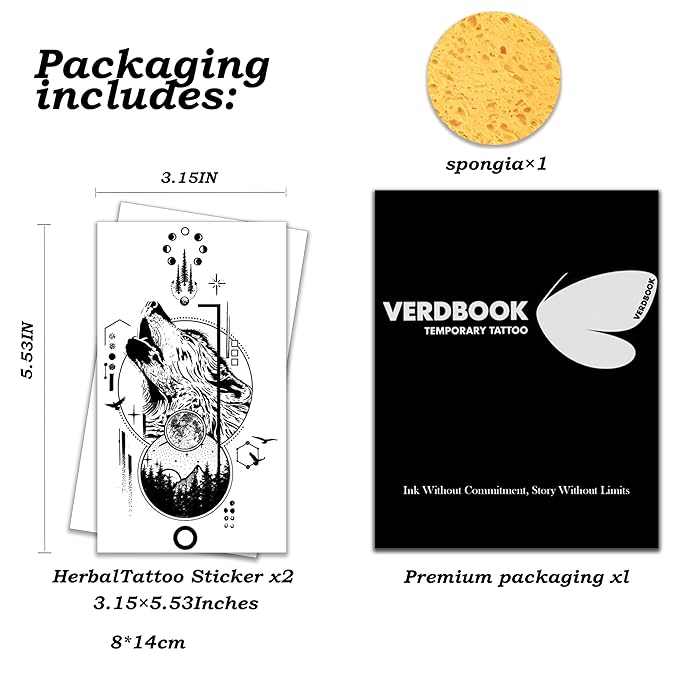 Waterproof Temporary Tattoos: 2-Sheet Tattoo Kit with Realistic Body Stickers, Semi-Permanent Tattoos for Adults Lasting 7-15 Days – Safe for Men & Women, Luna Totem