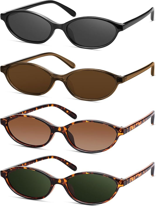 Retro Oval Cat Eye Sunglasses for Women Y2k Designer Trendy Narrow Shades UV protection Sun Glasses
