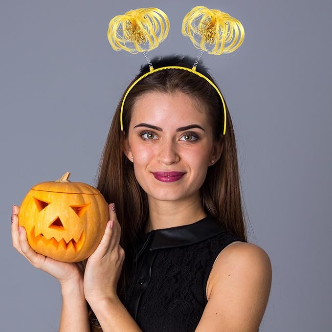 Censen 12 Pcs Christmas Pom Pom Headbands Spirit Party Headwear Tinsel Ponytails Head Bopper for Birthday Holiday