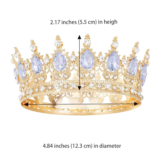 Gold Crown for Women Crystal Tiara and Queen Crown for Girl Wedding Headband for Bride Hair Accessories for Costume Birthday Party Cake Decoration Prom