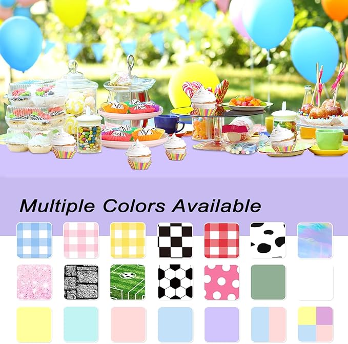 WNINK 6 Pack Light Purple Rectangular Plastic Tablecloths, Pastel Purple Disposable Table Covers 54" x 108" for Birthday, BBQ, Bridal Shower, Engagement Wedding, Picnic Parties and 8 ft Table Use