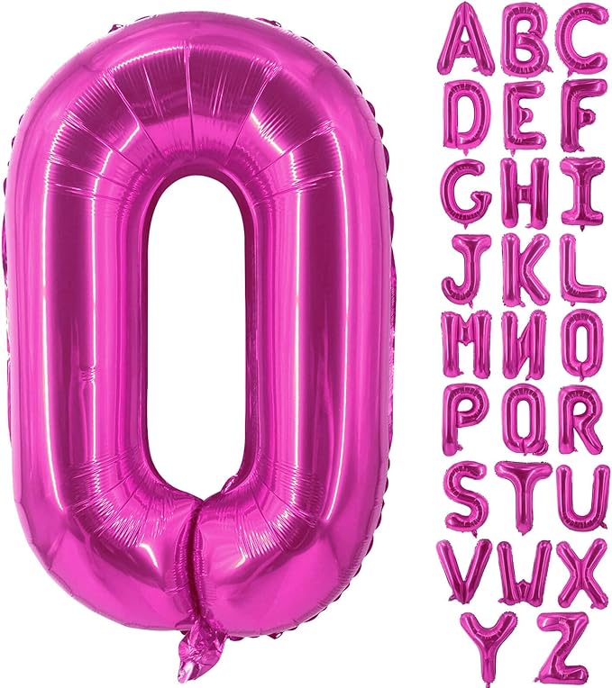 Lovoir 40 Inch Large Hot Pink Letter O Balloons Big Size Jumbo Mylar Foil Helium Balloon for Birthday Party Celebration Decorations Alphabet Hot Pink O