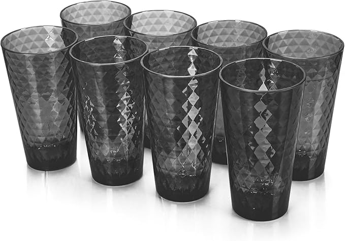 BPA-Free Plastic Tumblers 8 Pack (8x22oz) | Reusable Dishwasher Safe | Stackable Shatterproof Cups | Plastic Drinkware & Drinking Tumblers for Restaurant, Home, Party