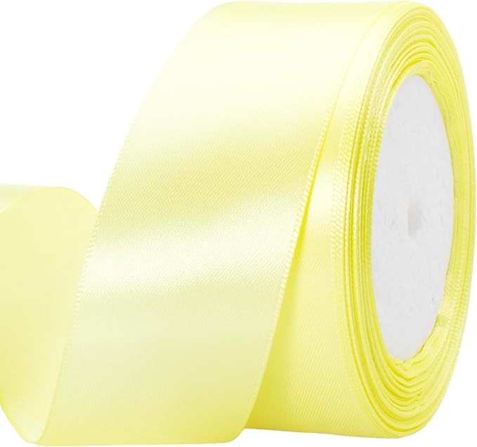 ATRBB 25 Yards 1-1/2 inch Wide Satin Ribbon Perfect for Wedding,Handmade Bows and Gift Wrapping(Light Yellow)
