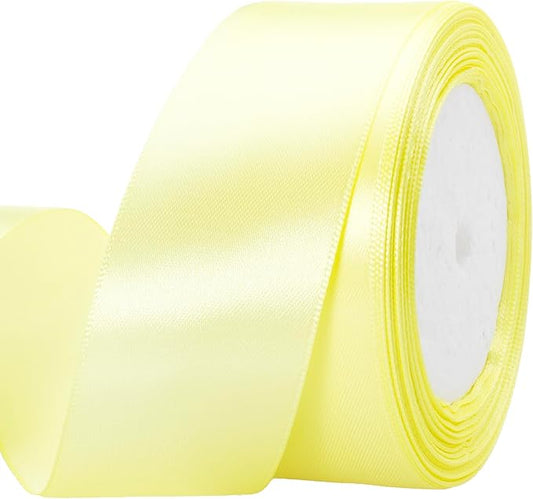 ATRBB 25 Yards 1-1/2 inch Wide Satin Ribbon Perfect for Wedding,Handmade Bows and Gift Wrapping(Light Yellow)