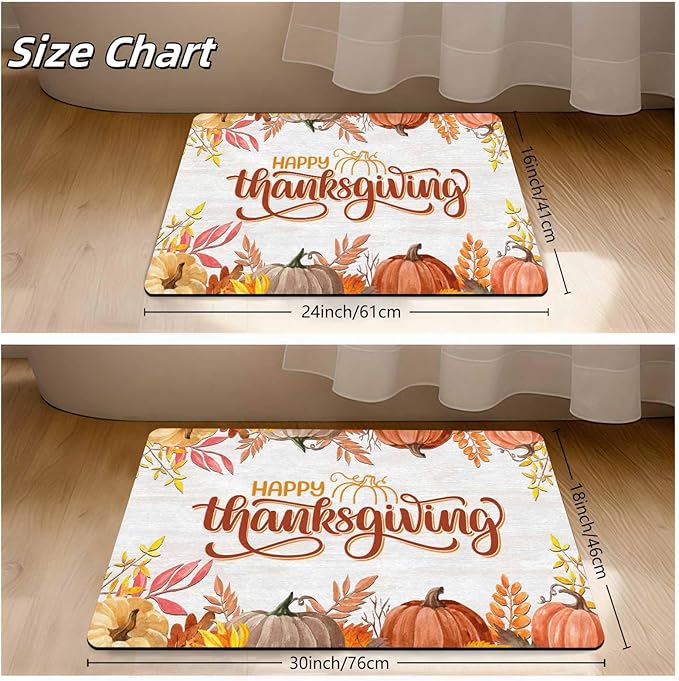 InterestPrint Happy-Thanksgiving Door Mat for Indoor Outdoor Home Decor Autumn Harvest Vintage Door Mats for Autumn Halloween Thanksgiving