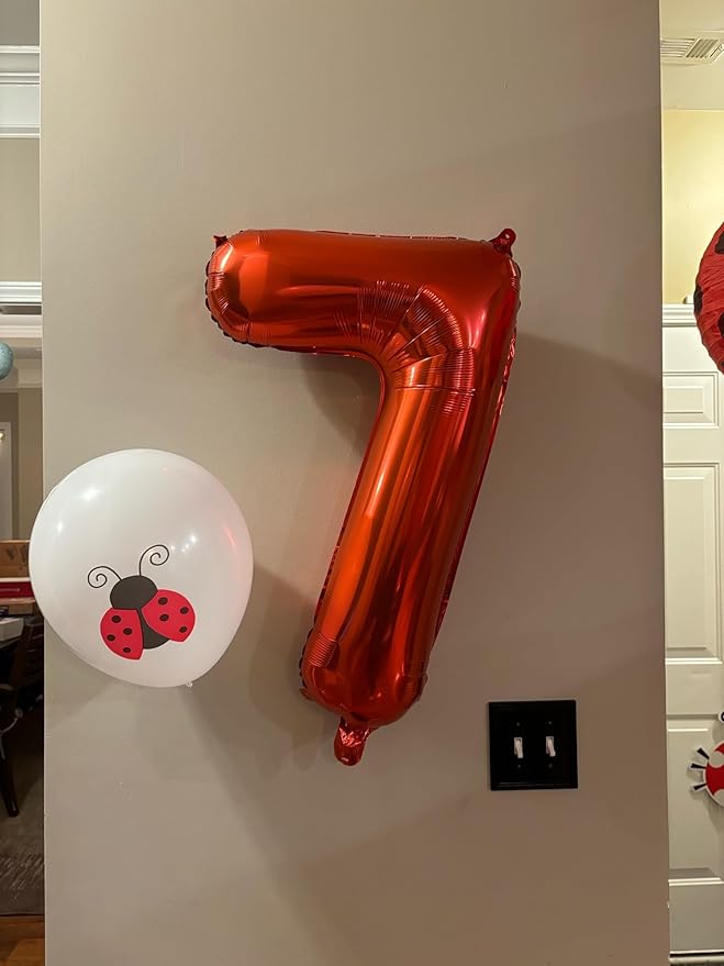 Smlpuame 40 inch Number Balloon 0-9 Red Large Number 7 Balloons,Digital Balloons for Birthday Party Celebration Decorations Supplies, Helium Foil Number Balloons for Wedding Anniversary