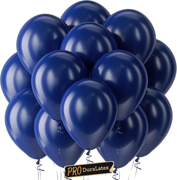Bezente Pro Duralatex Navy Blue Balloons - 3.2g Premium 100 Pack 12 inch Navy Blue Balloons for Long-Lasting Professional Party Decorations, Large Birthday Graduation Wedding