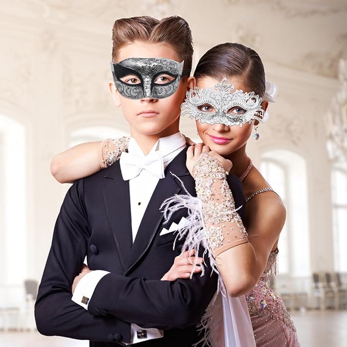 Coddsmz Couple Masquerade Mask Set - Venetian & Mardi Gras Mask for Women & Men