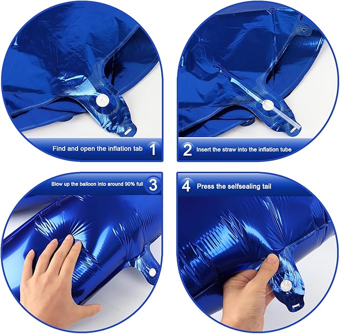 40 Inch Night Blue Large Number 4 Balloons, Giant Foil Number Four 14 24 34 40 44 Balloons, Night Blue Mylar Big Balloon for Anniversary Graduation Decorations
