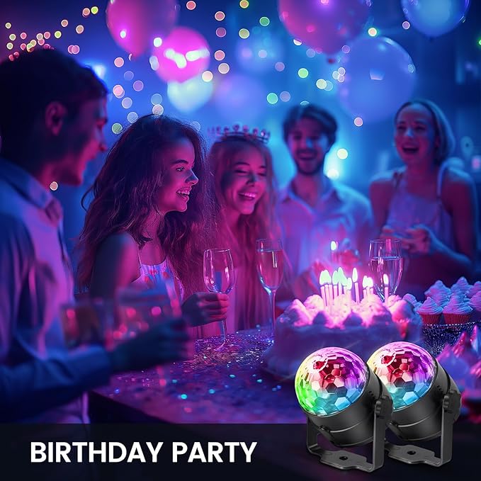 [3-Pack] Disco Ball DJ Party Lights Sound Activated with Remote Control Strobe Lamp 7 Modes Stage Light for Home Room Dance Parties Karaoke Halloween Christmas Birthday Decorations