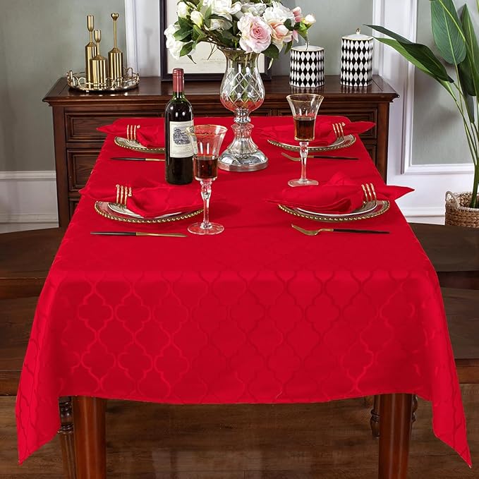 SASTYBALE Christmas Cloth Napkins 20 x 20 Inch, Flower Pattern 4 Pieces Solid Washable Comfortable Napkins for or Xmas Holiday Party Decor (Red, 20” X 20” Napkin)