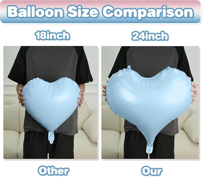 Colorful Heart Balloons,24Inch Large Rainbow Heart foil Balloon for Valentine's Day Birthday Wedding Baby Shower Anniversary Party Decorations