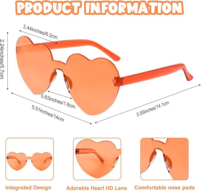 12 Pack Heart Sunglasses for Women Transparent Heart Glasses for Bachelorette Birthday Party Favor Gifts