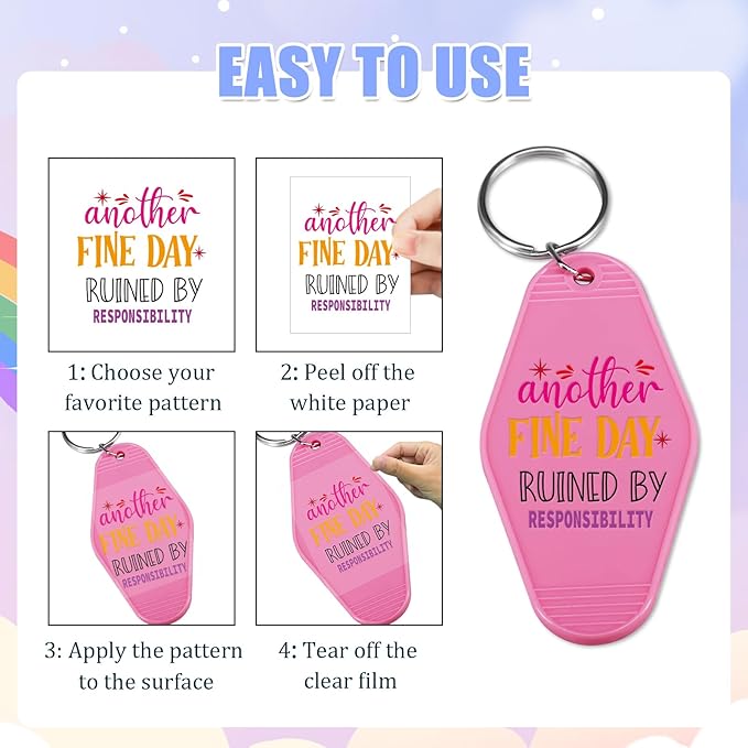 Sarcastic UV DTF Wrap Stickers - 80 Sheets Funny UVDTF Decals for Motel Keychain, Humorous Rub on Transfer Stickers, DIY Hotel Keychain Blank Personalized Crafts