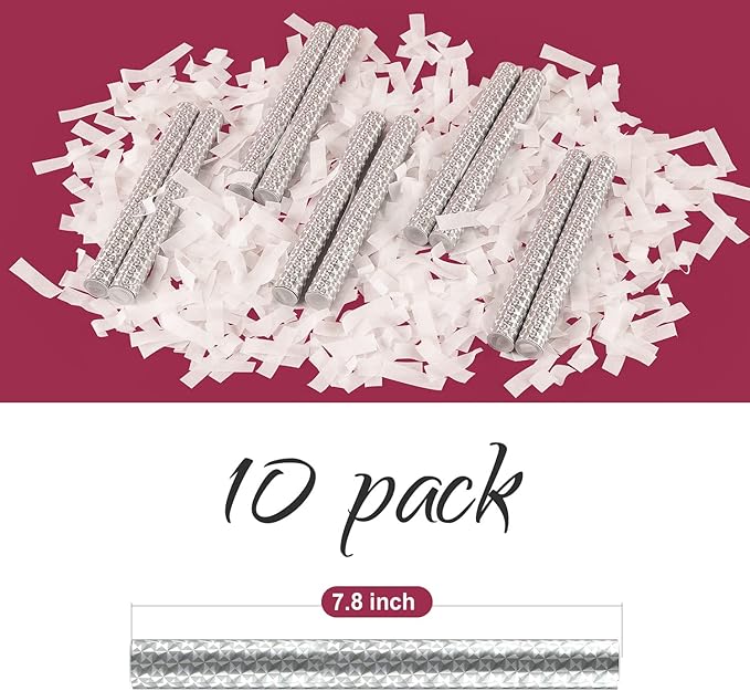 BATTIFE 10Pack White Confetti Wands, Tissue Paper Confetti Sticks for Wedding Party Celebrations, Anniversary, Birthday, 7.8inch